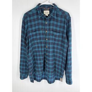 Men’s KOTO Long Sleeve Button Plaid Flannel Shirt SMALL Urban Outfitters Blue